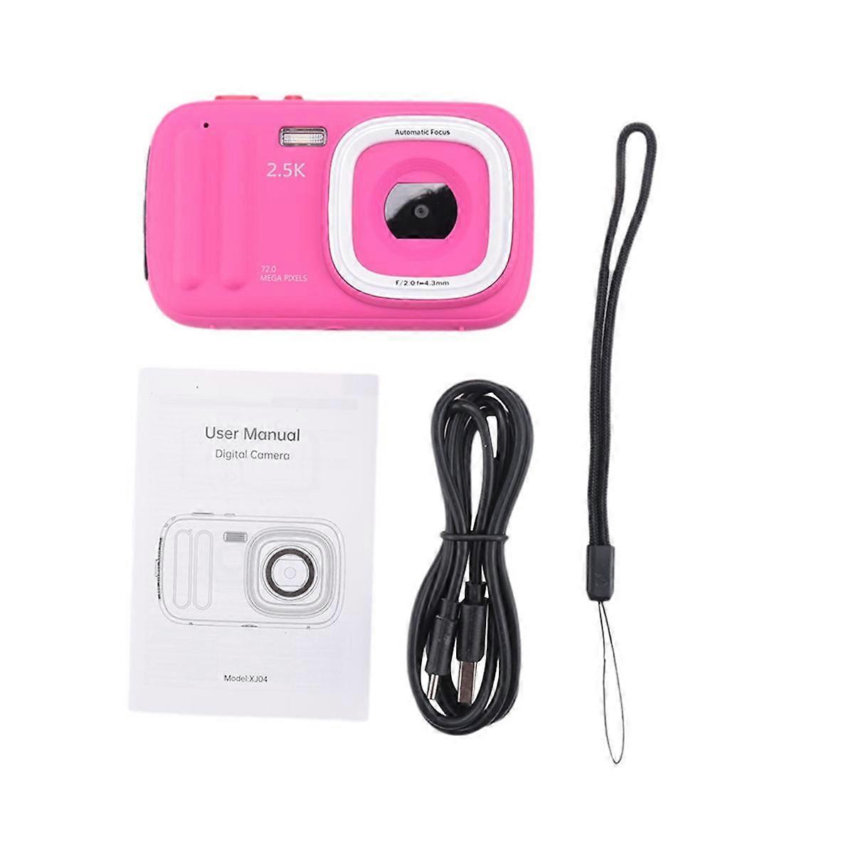 72MP Digital Camera 2.5K Compact Point and Camera, 16X Zoom Auto Focus Camera with Mp3 for Kids Red
