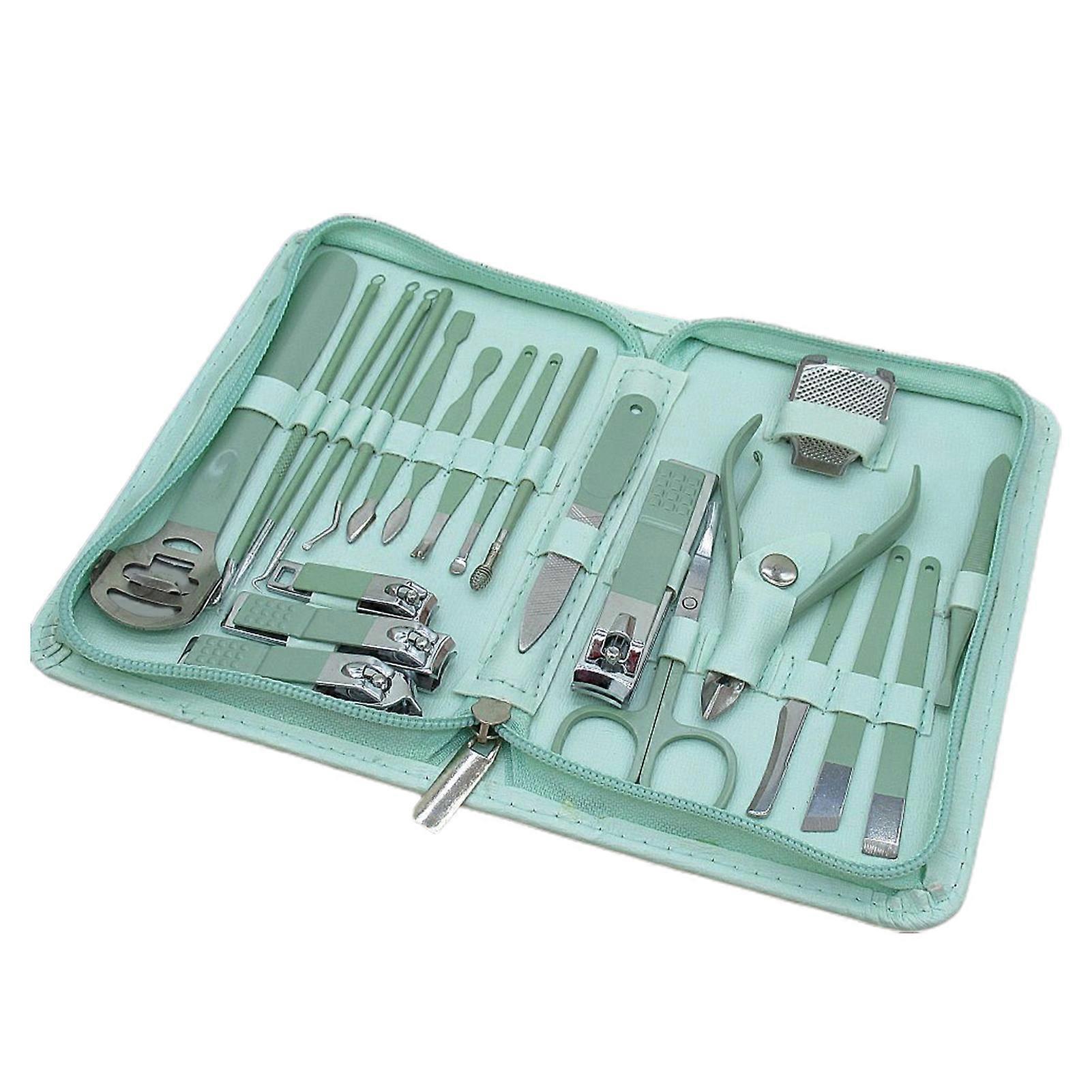 7/10/12/16/22/35Pcs Nail Clipper Set with Faux Leather Case Nail Scissors Eagle Hook Stainless Steel Manicure Pedicure Kit Portable Trimming Set