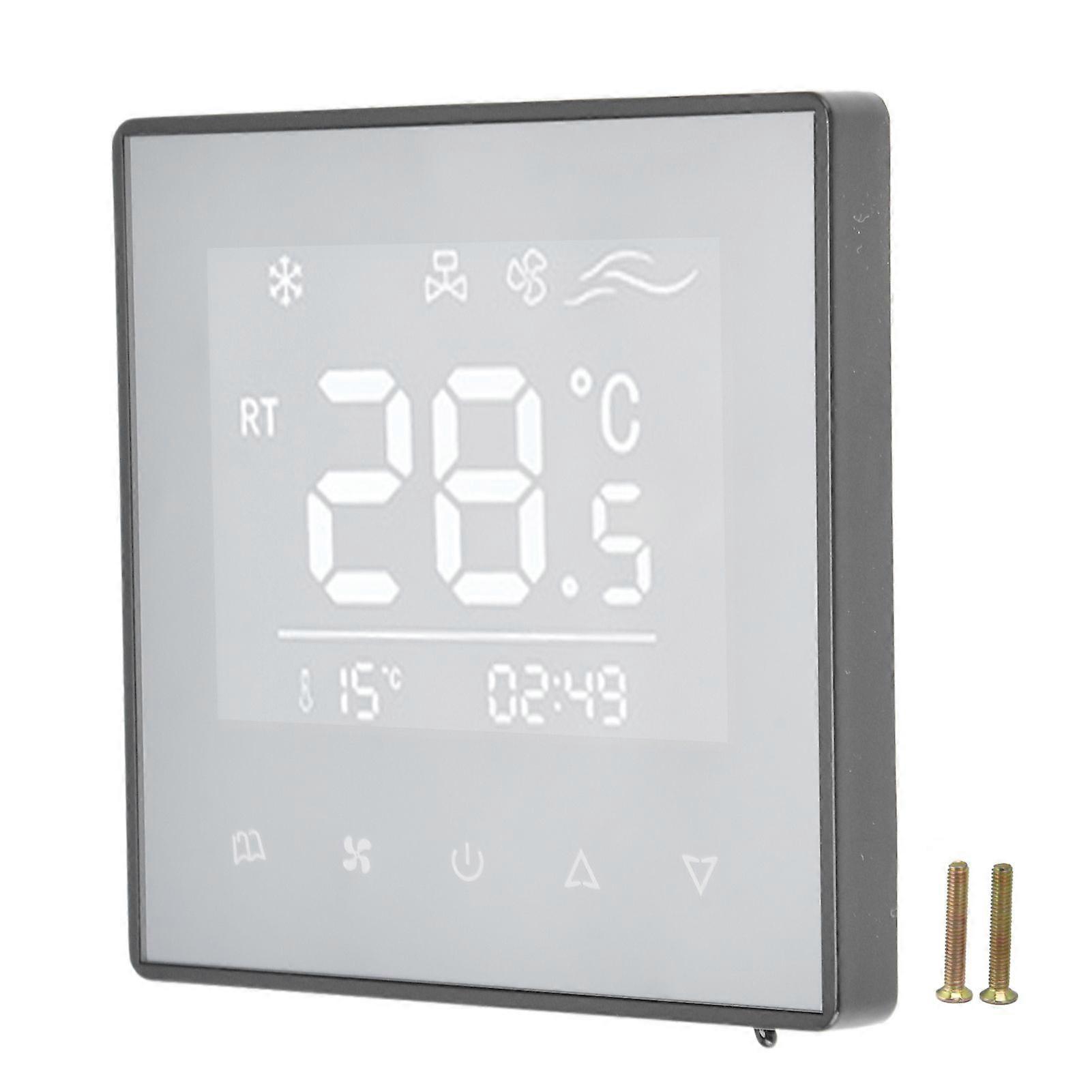 Digital Thermostat LCD Display Touchscreen Smart Air Conditioning Temperature Controller for Home Hotel AC220V Black