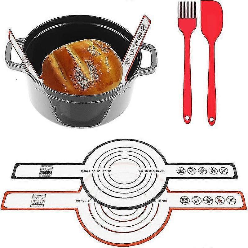 2pcs Silicone Baking Mat Silicone Bread Mat for Dough Transport Black and Red 53cm