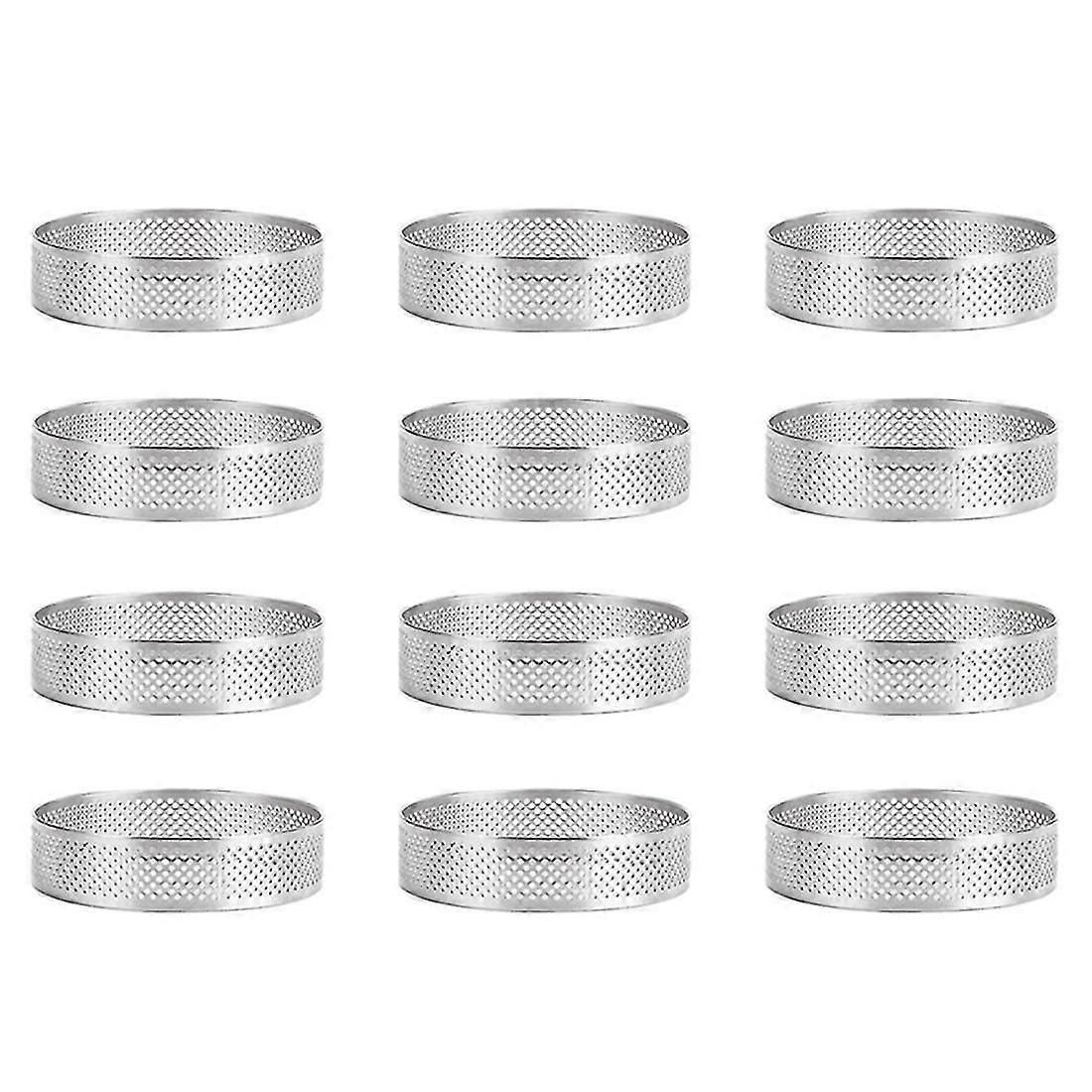 12 pakke rustfritt stål terte ringer, percompatibleated kake mousse ring, 6cm