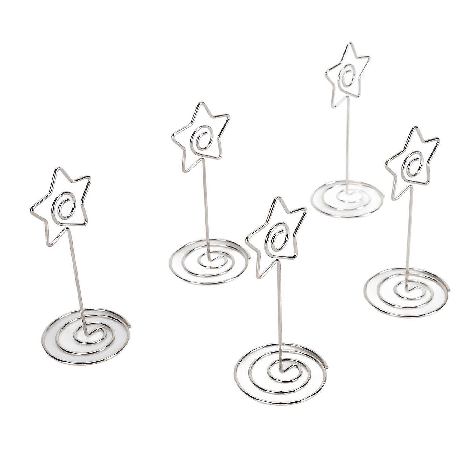 20PCS Desk Memo Clips Table Number Holder Star Shape Metal Desktop Clip for Name Card Photo Menu Picture Silver 