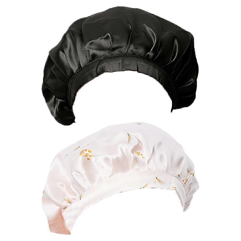 2 Pcs Silk Bonnet, Silk Night Sp Cap Adjustable Hair Wrap For Sping