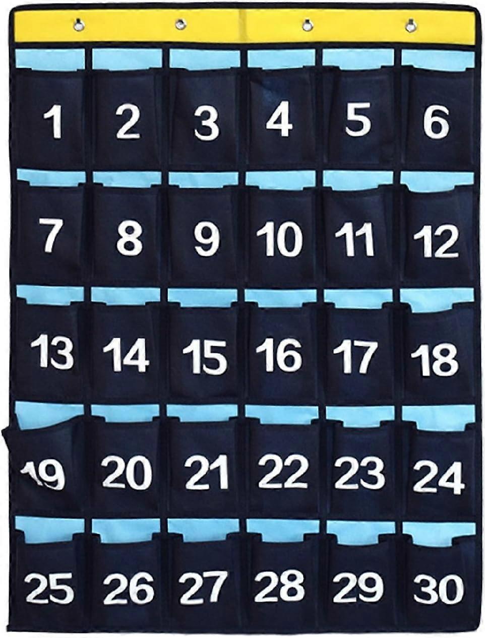 Hanging Door Wall Pockets, Numbered, Navy Blue
