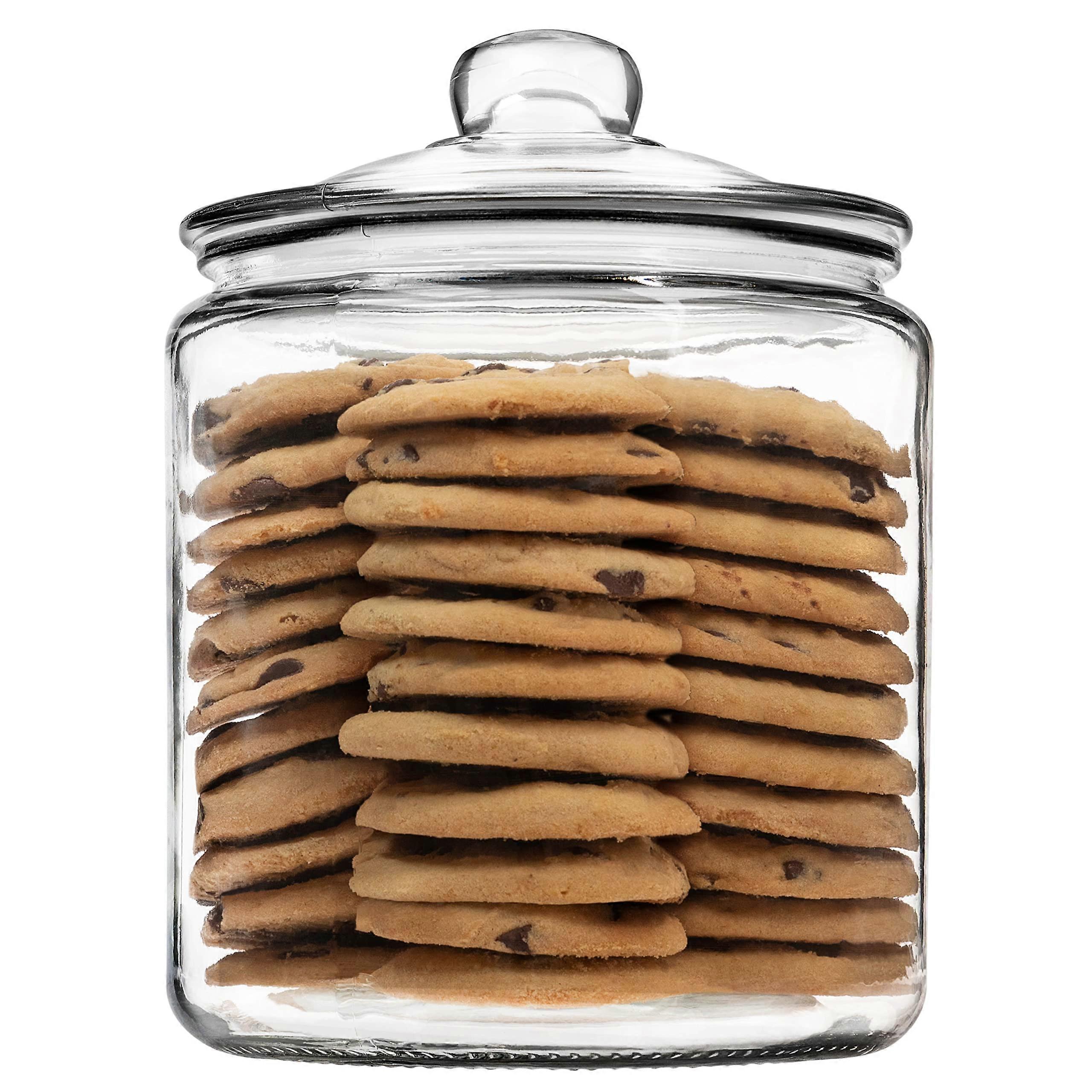 Large Airtight Cookie Jar 1 Gallon Capacity for Flour and Baked Treats - Glass Storage Container with Secure Lid