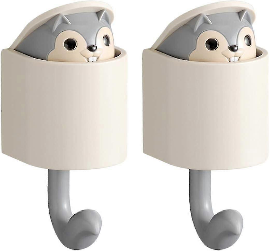 Adhesive Hook Squirrel Hook, No Trace Waterproof Self Adhesive Plastic Wall Hanging Hook 2 PCSGrey)