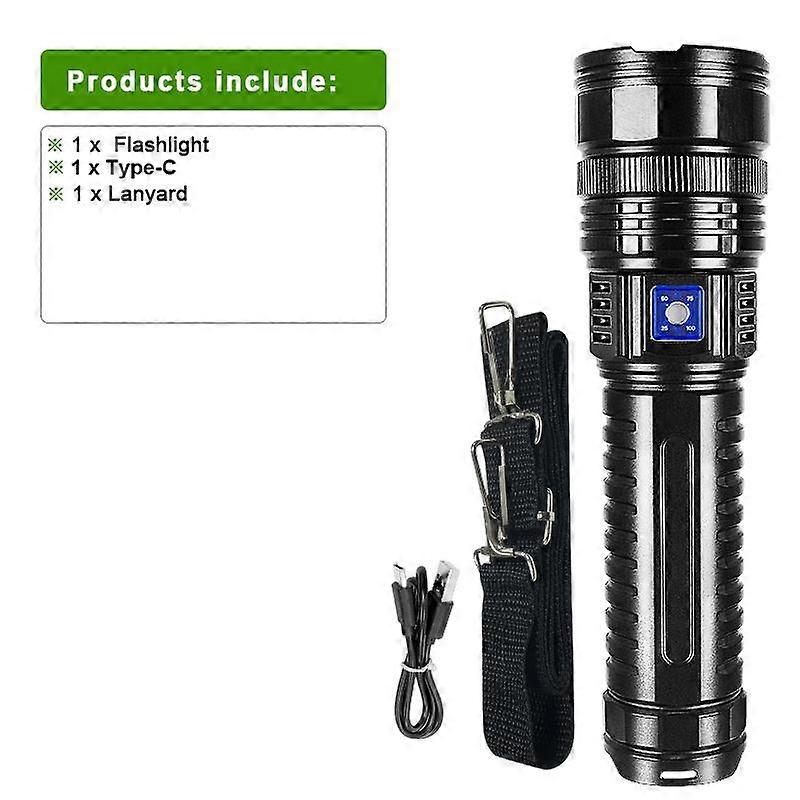 15000mah Most Powerful Led Flashlights Rechargeable Flash Light Built-in 3*18650 Battery Long Range Spotlights Torch