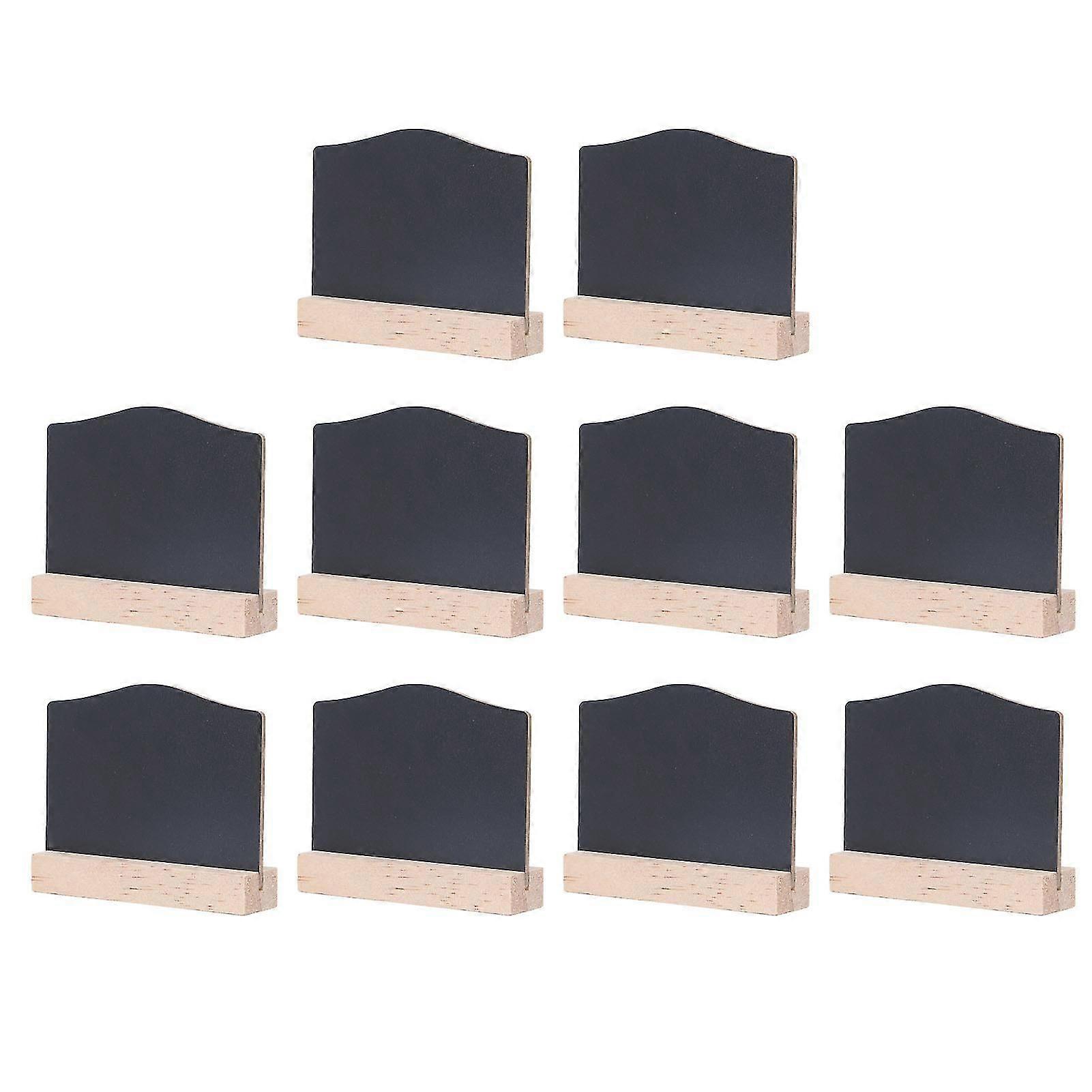 10 Sets Double Sided Mini Tabletop Chalkboard Signs with Wooden Base for Bar and Buffet