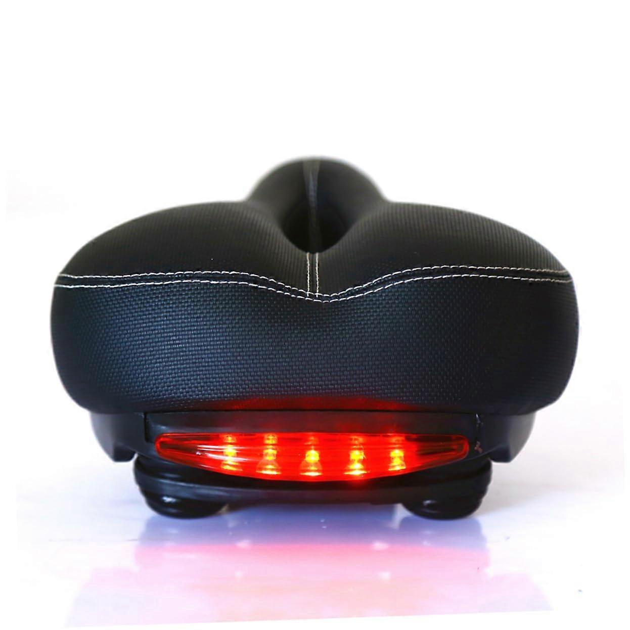 Comfortable Bike Saddle Cushion with Dual Spring Suspension, Breathable Wide Seat Pad, and Taillight for Men and Women