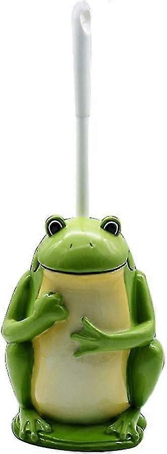 Compact Resin Toilet Brush For Bathroom Frog Pattern Green