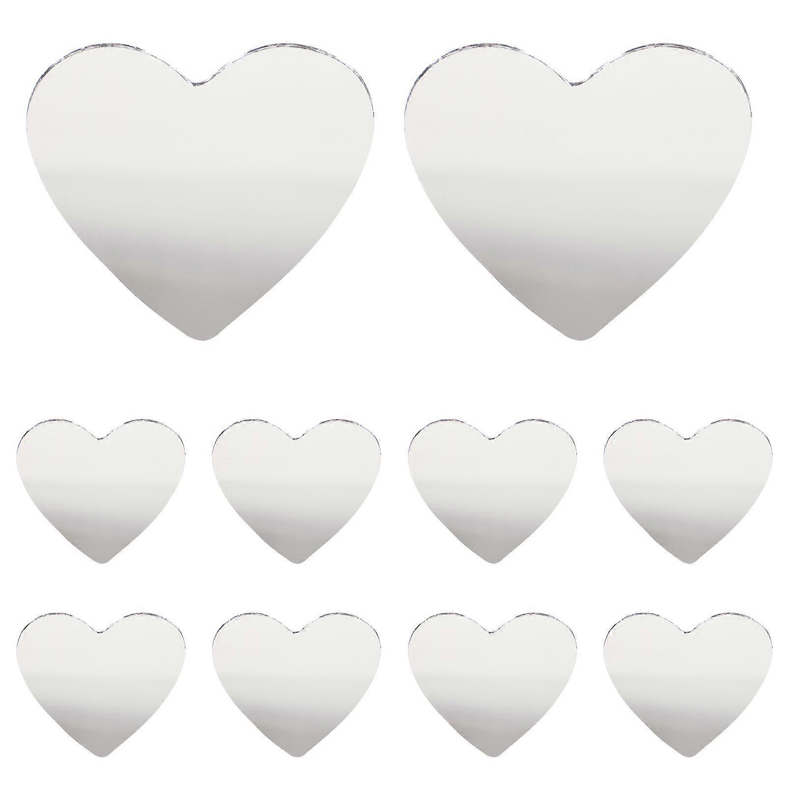 20 Pcs Alloy Mirror Women Make Up Use Mirror Mini Heart Shape Unfinished Mirror Lens for DIY Art Craft