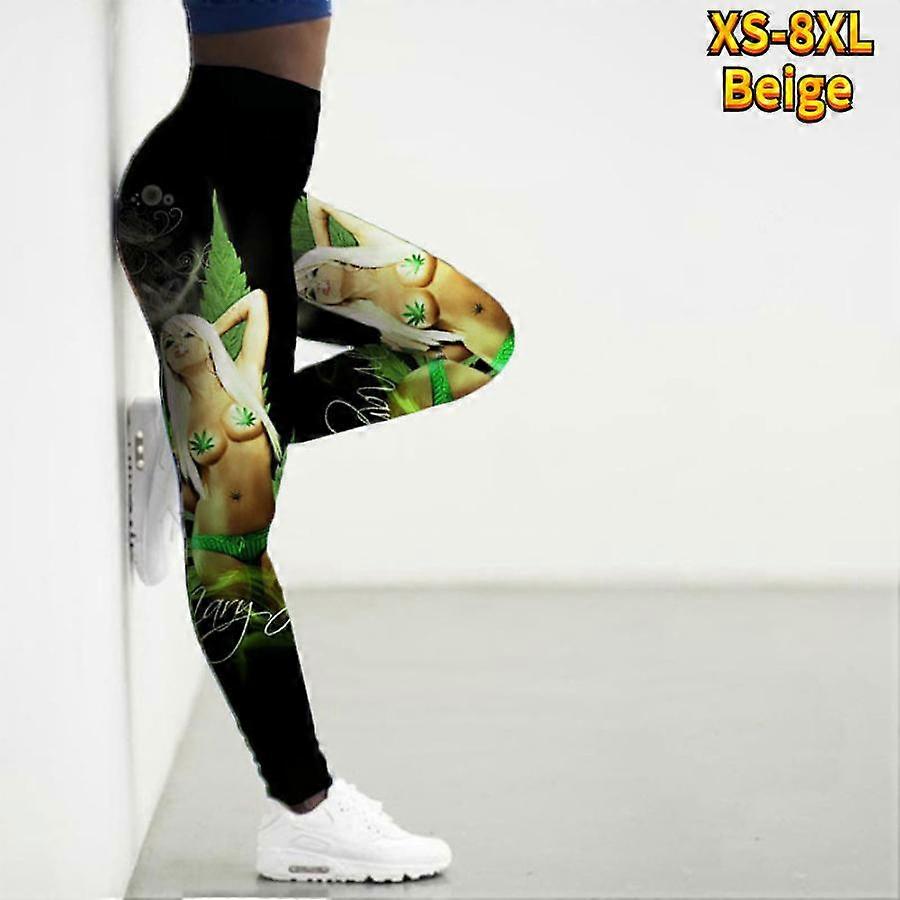 Womens Sparkling Maple Leaf Prints Stretch Yoga Leggings Fitness Running Gym Sports Active Pants
