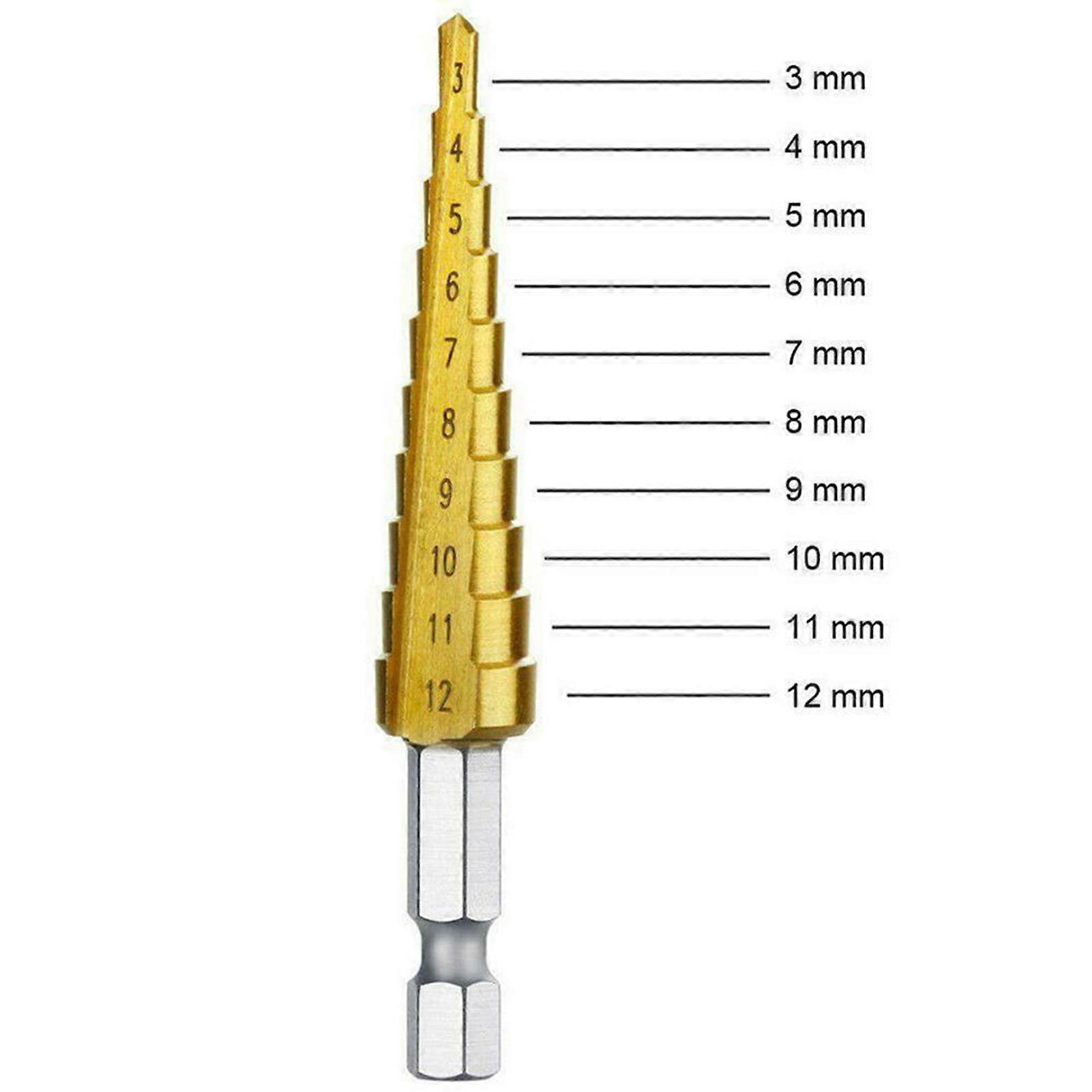 3Pcs/Set Hexagonal Shank High-speed Steel Step Cone Dril Bits 3-12mm/4-20mm/4-12mm Hole Cutter with Pouch