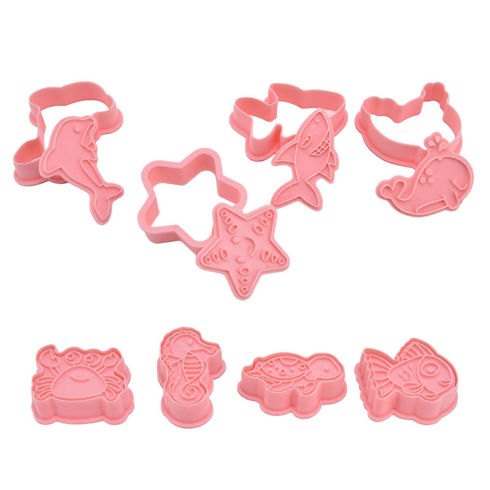 Plastic Cookie Cutters Sea Animal Pattern 3D Cartoon Baking Pressable Shape Mold For Kitchen Pastry Set