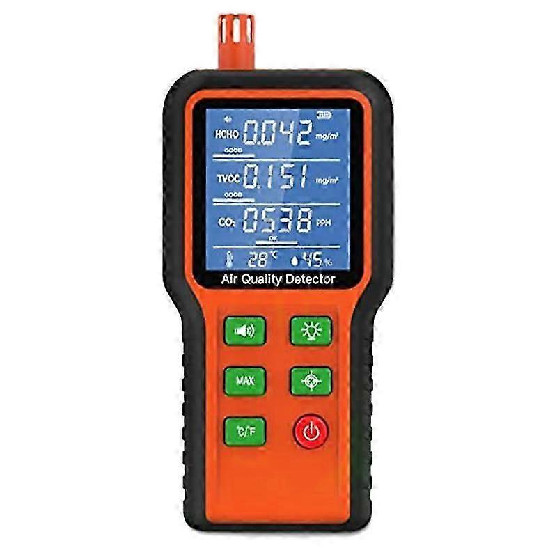 Luftkvalitetsmonitor innendørs 5-i-1 luftkvalitetstester, luftkvalitetsmåler testsett for husets CO2, TVO