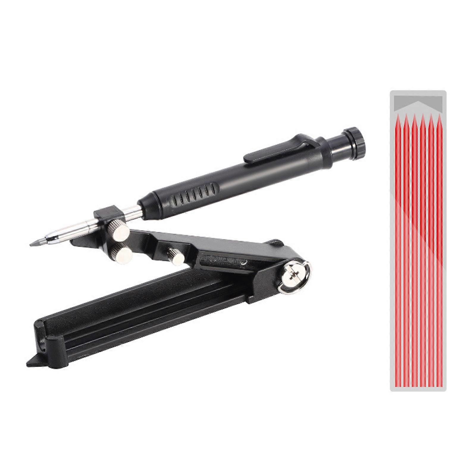 Scribing Tool with Construction Pencil Multi-unctional Scribes Tool Woodworking with Deep Hole Pencil Aluminum Gauge Red