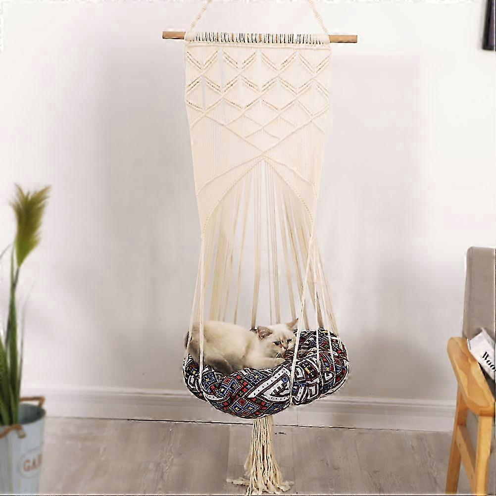 Macrame Cat Hammock Hanging Woven Cat Bed Macrame Wall Decoration