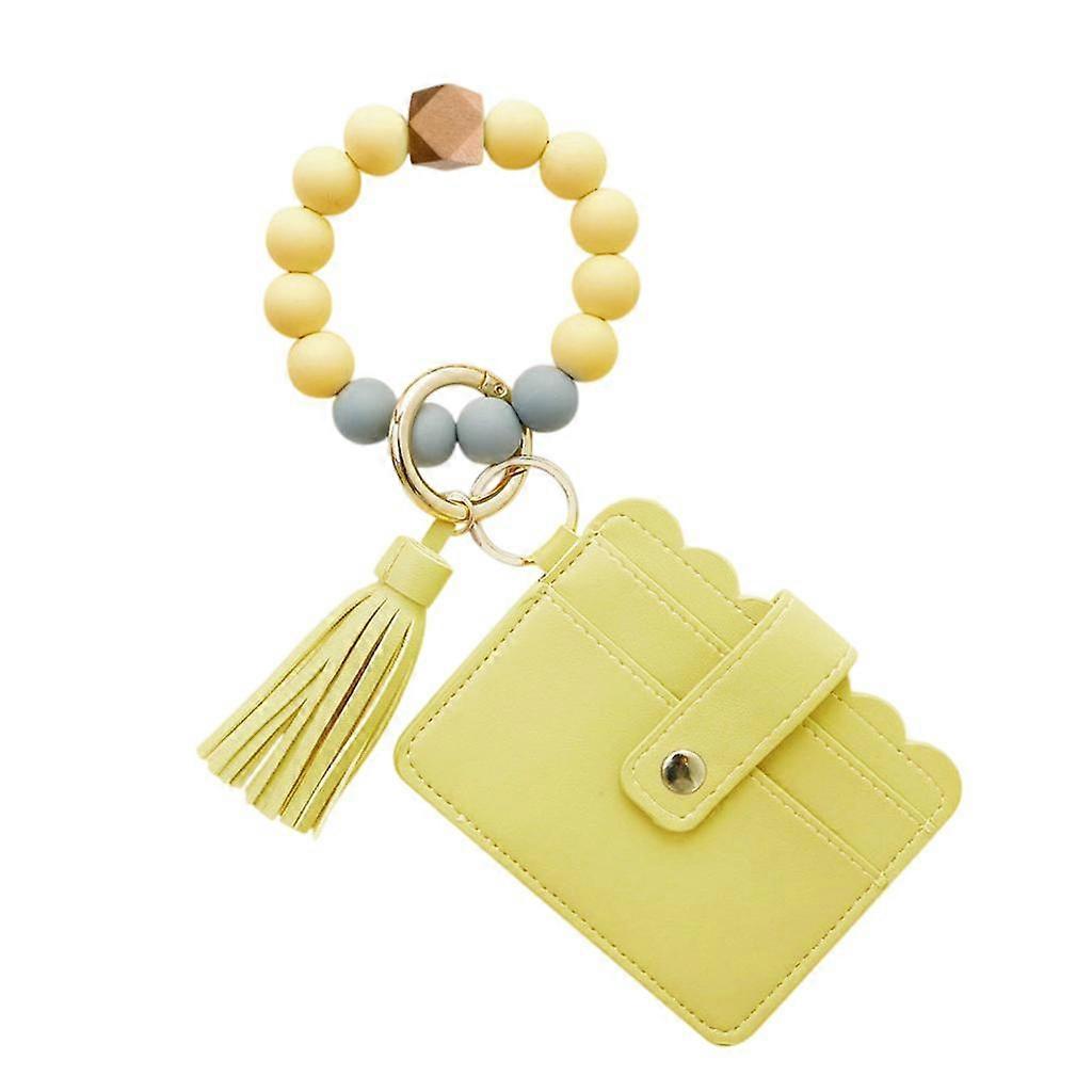 Womens Wristlet Keychain Key Ring Bracelet Silicone Keys Chain Beaded Bangle