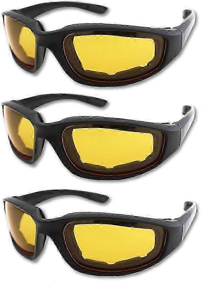 3 Pair Motorcycle Riding Glasses Padding Goggles Uv Protection Dustproof Windproofmotorcyc