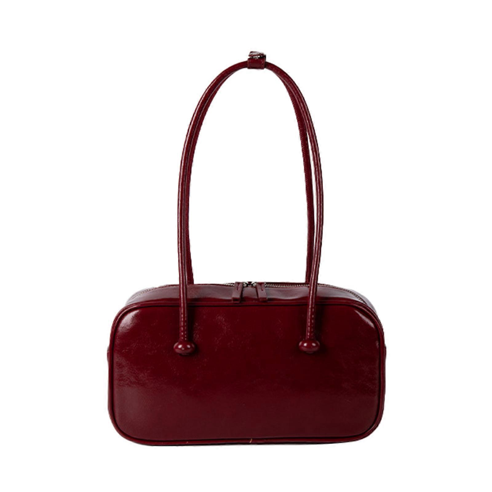 韓国風ショルダーバッグヴィンテージトップハンドルハンドバッグ無地脇の下バッグレトロな脇の下バッグ旅行用ショッピングバッグレッド