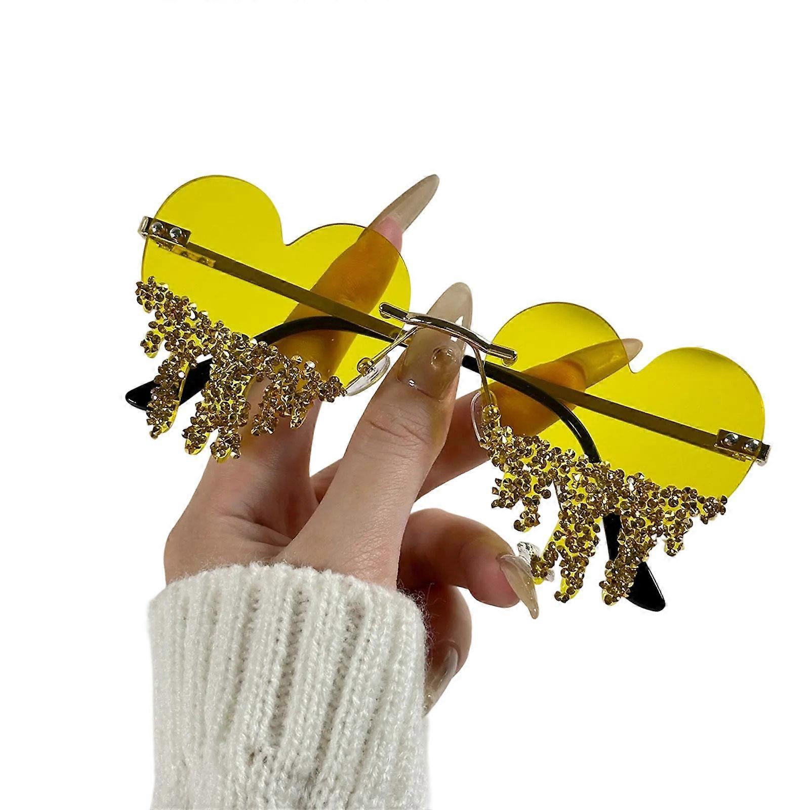 Lovely Lens Heart Tear Shape Lens Girl Sunglasses Small Frame Eyeglasses for Commuting and Entertaining Activity