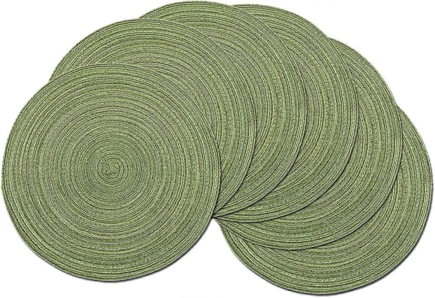 Lot de 6 Set de Table Rond Vert Set de Table Coton Tress Lavable Napperon de Nol Sets de Table Rsistantes la Chaleur, pour la fte du Mariage 38x38cm