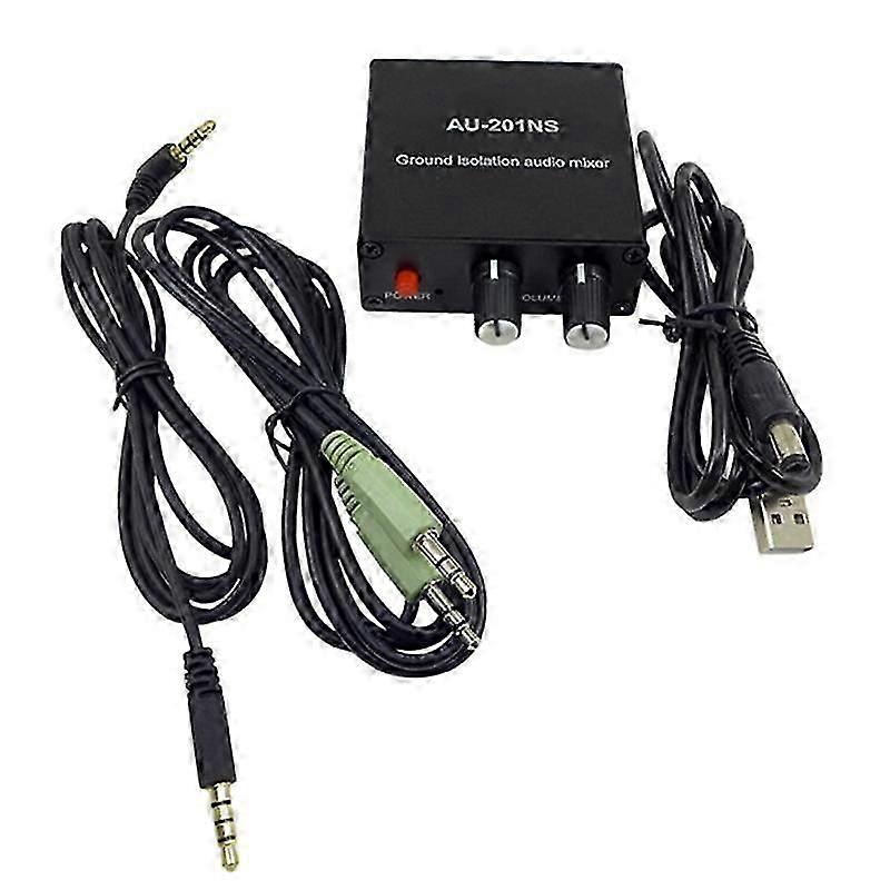 AU-201NS 2 Channel Audio Mixer Distributor DC5V Ground Noise Lsolatioh 2 in 2 Out Mixer Supports He