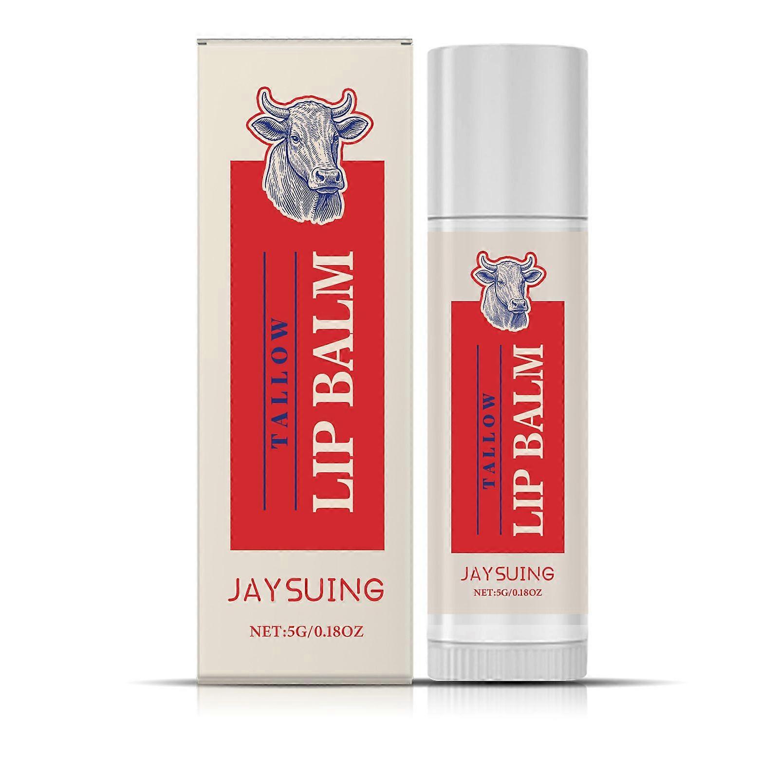 Natural Tallow Lip Balm, Beef Tallow Lip Balm, Organic Grass-Fed Beef Tallow Lip Cream for Natural & Moisturizing