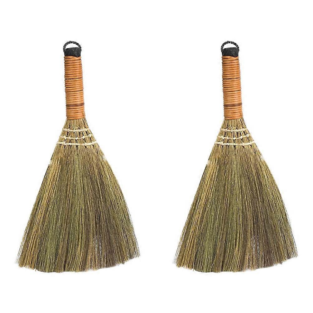 2 pcs Small Natural Grass Handheld Vietnamese Straw Soft Whisk Broom for Sofa Car Corner