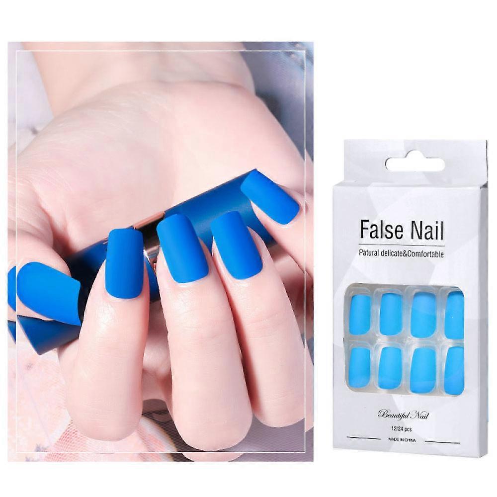 Reusable Nail Kit Neon Fluorescence Press on Nails, Matte Texture Short Square Shape with Long-lasting Durability, Easy to Apply Non-toxic Materials