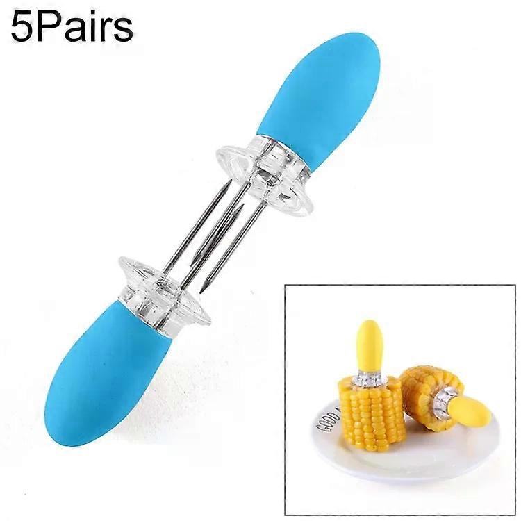 5 Pairs Outdoor BBQ Stainless Steel Corn Fork Fruit Fork Corn Device