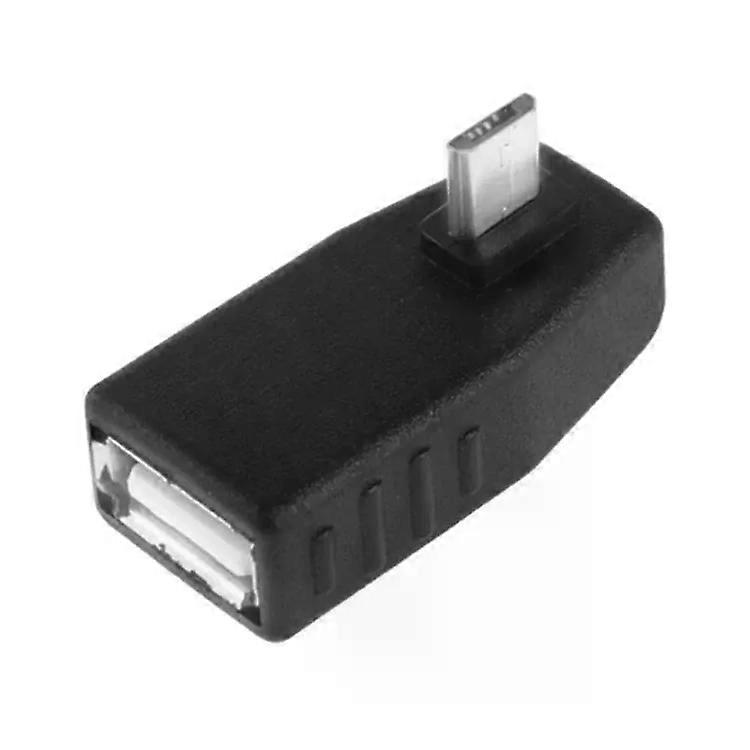 Micro USB to USB 2.0 Adapter-90 Degree Angle,OTG Support,Black Black