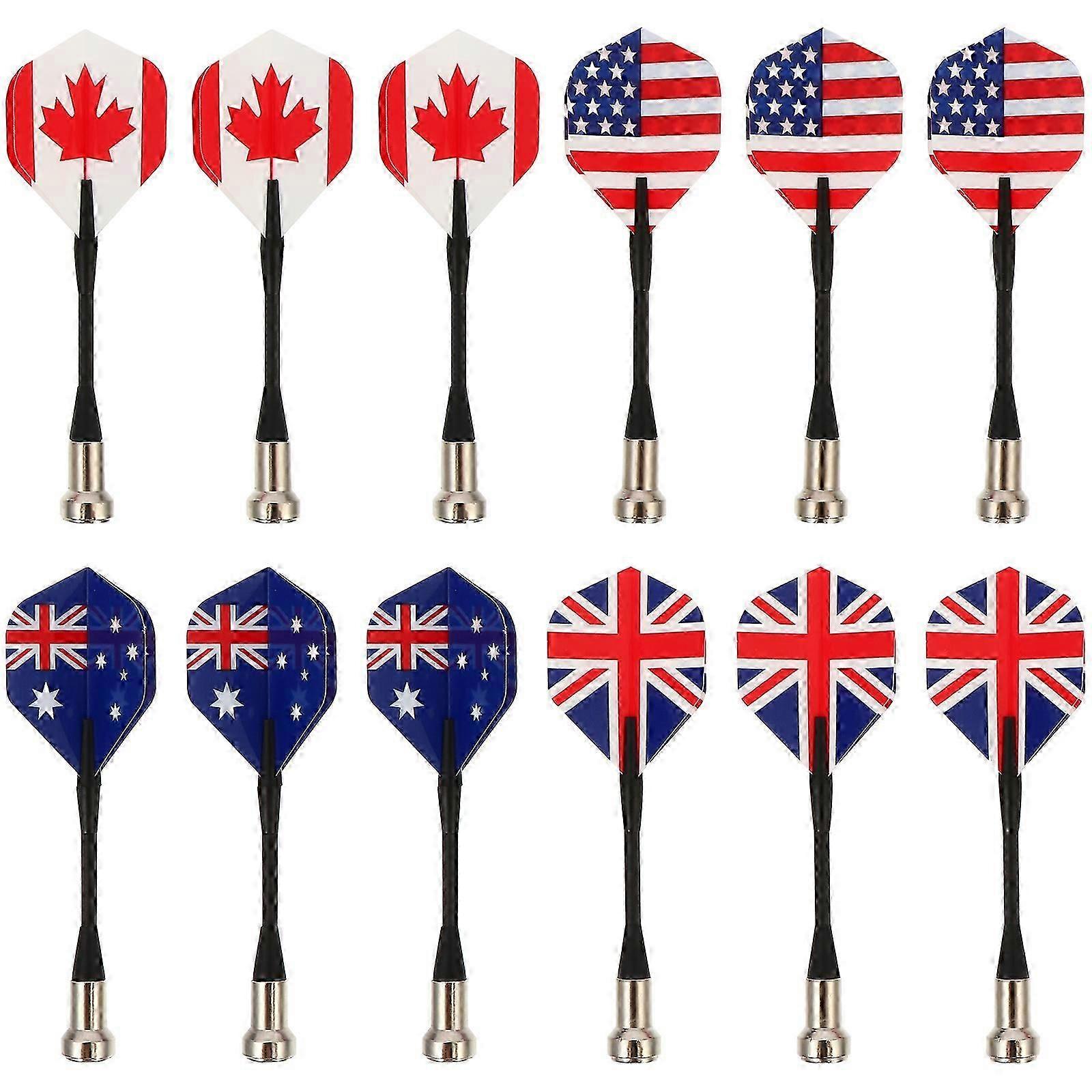 12pcs Magnetic Darts Safety Kids Darts Flag Pattern Darts for Target Game