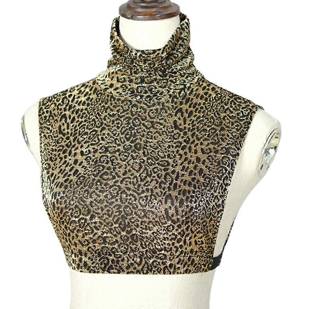 Femei Toamnă Guler detașabil Jumătate de cămașă Crop Top Vintage Leopard Print Fals Guler fals Fals Pulover Decorativ Fundul pentru Tank Vest 1 M