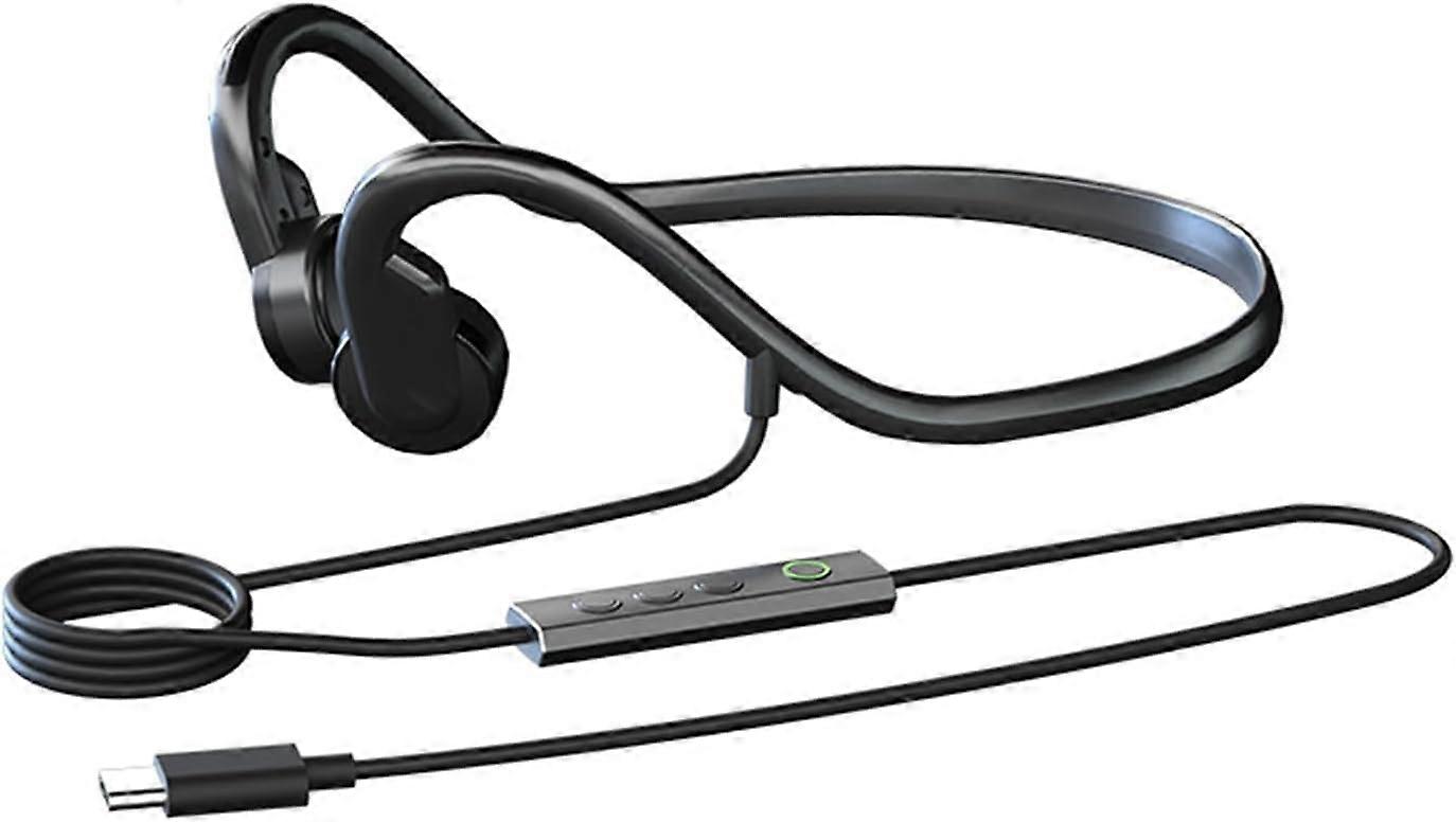 Wired Bone Conduction Headphones Built-In Microphone USB-C Type-C Compatible With Mobile Phones Computers Tablets