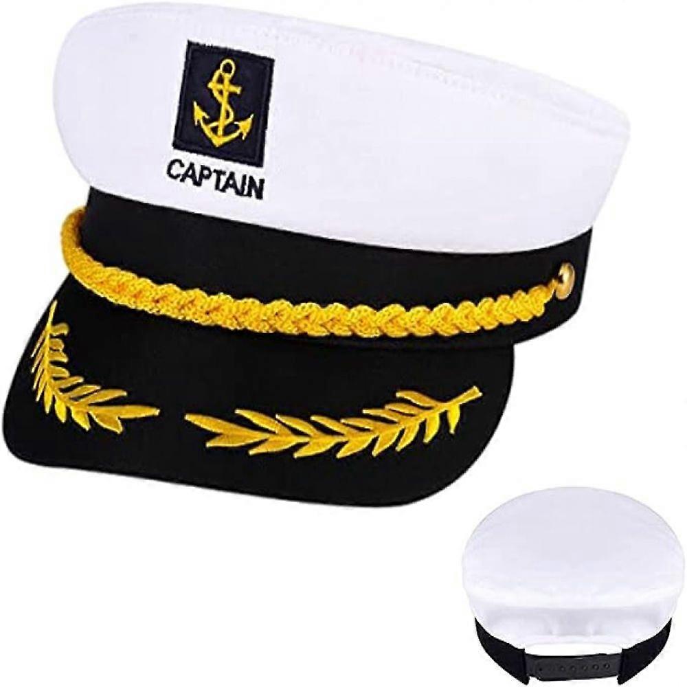 Navy Cap - White
