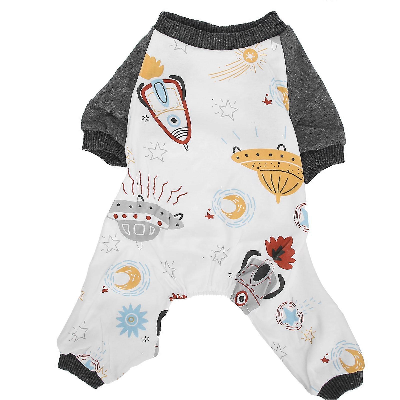 L Pet Chien Vêtements Chiot Combinaison Tricot Pyjama Polyester Mignon Vaisseau Spatial Motif Doux pour Printemps Automne