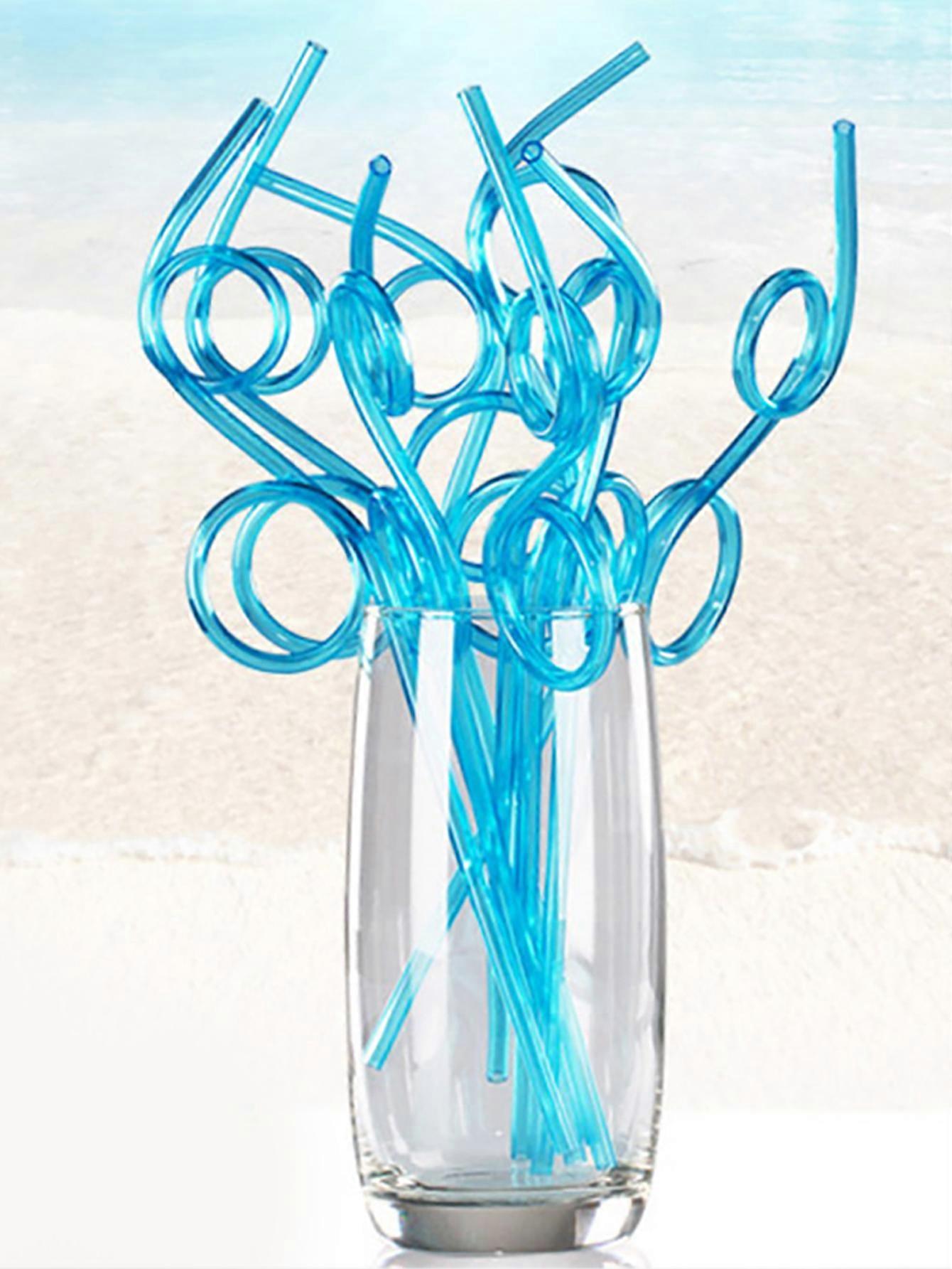 10pcs/set Crazy Curly Straws Bendable Long Thick Water Bottle Straws