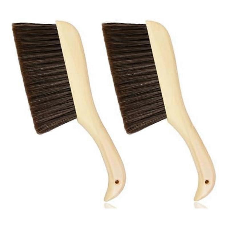 Hand Broom Dust Brush with Wooden Handle for Counter Bed Sofa Car