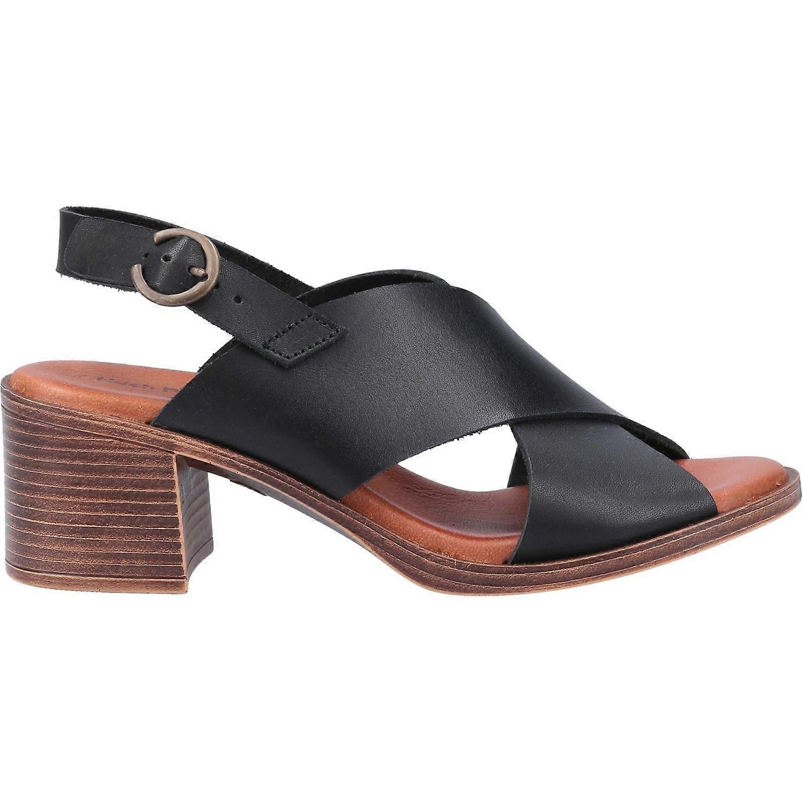 Hush Puppies Gabrielle Black Leather Female Ladies Heeled Sandals-8
