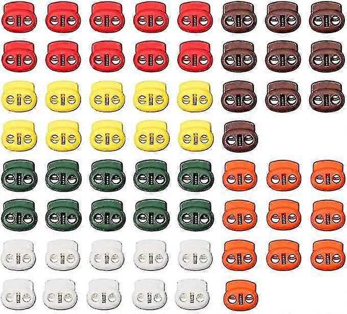 60pcs Cord Locks Plastique Spring Cord Lock Round Toggle Stoppers Double Hole Round Cord Lock Ends For Drawstrings, Shoelace, Backpacks, Vêtements de sport (