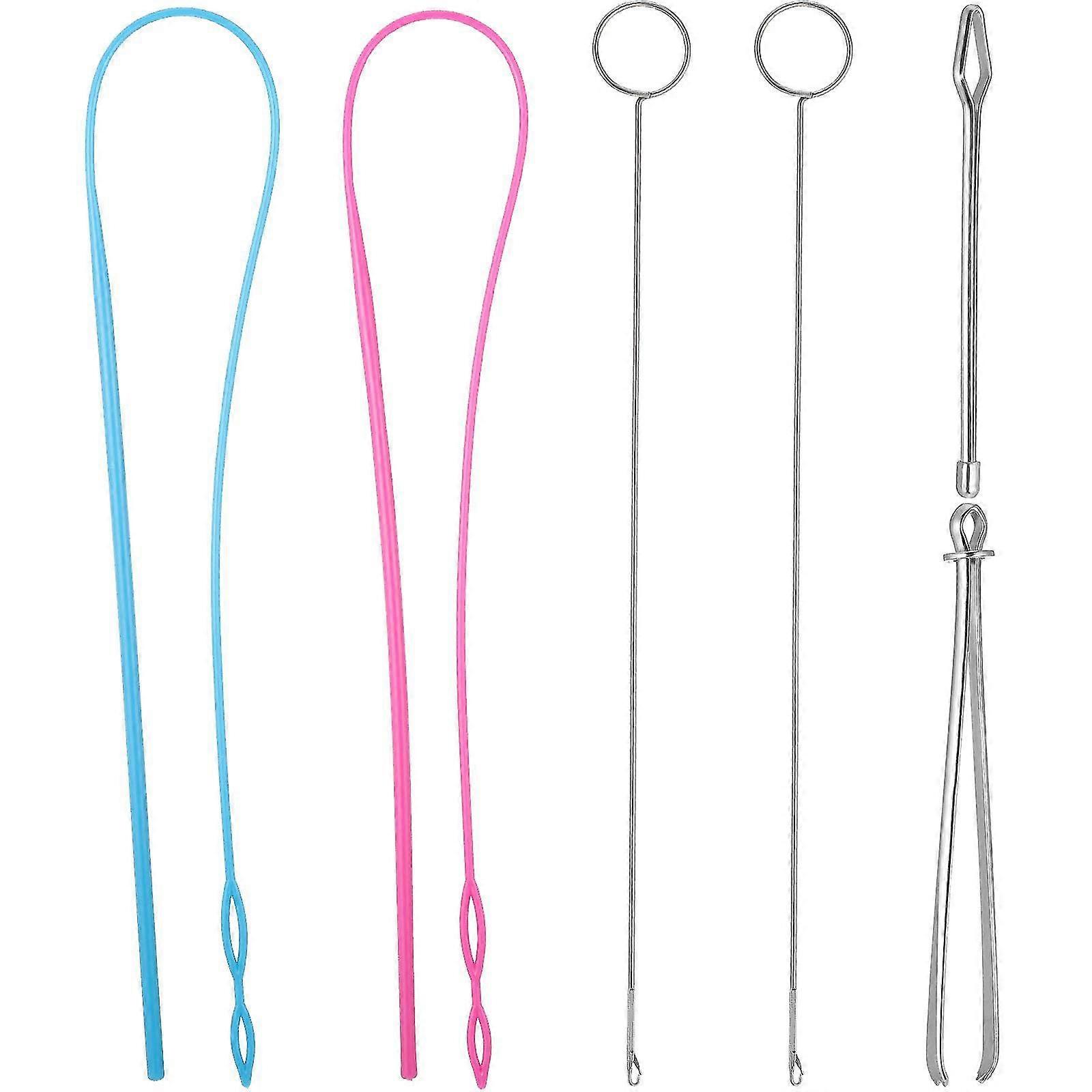 6 Pieces Sewing Loop Kit, Loop Turner Hook Flexible Drawstring Threader Metal Tweezers Long Loop Tu