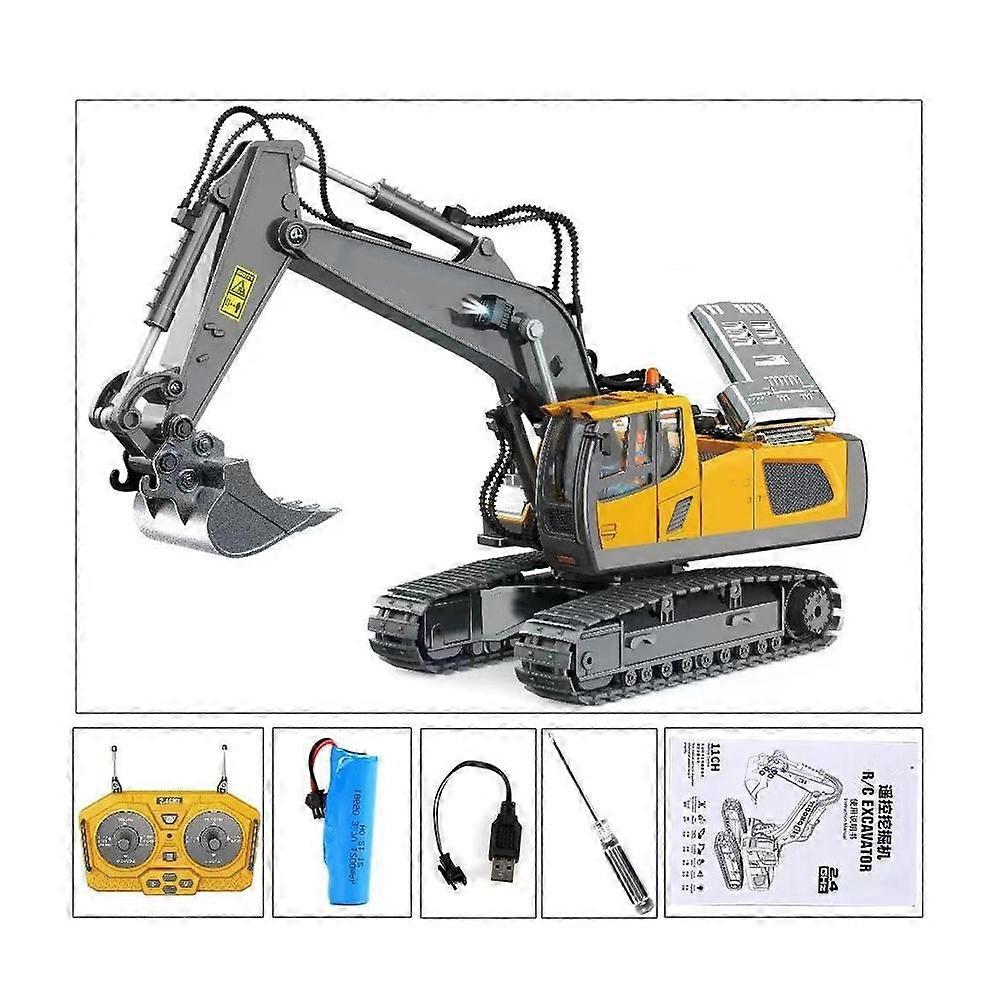 Remote Control Alloy Bulldozer Car Toy Excavator Machine Model for Children