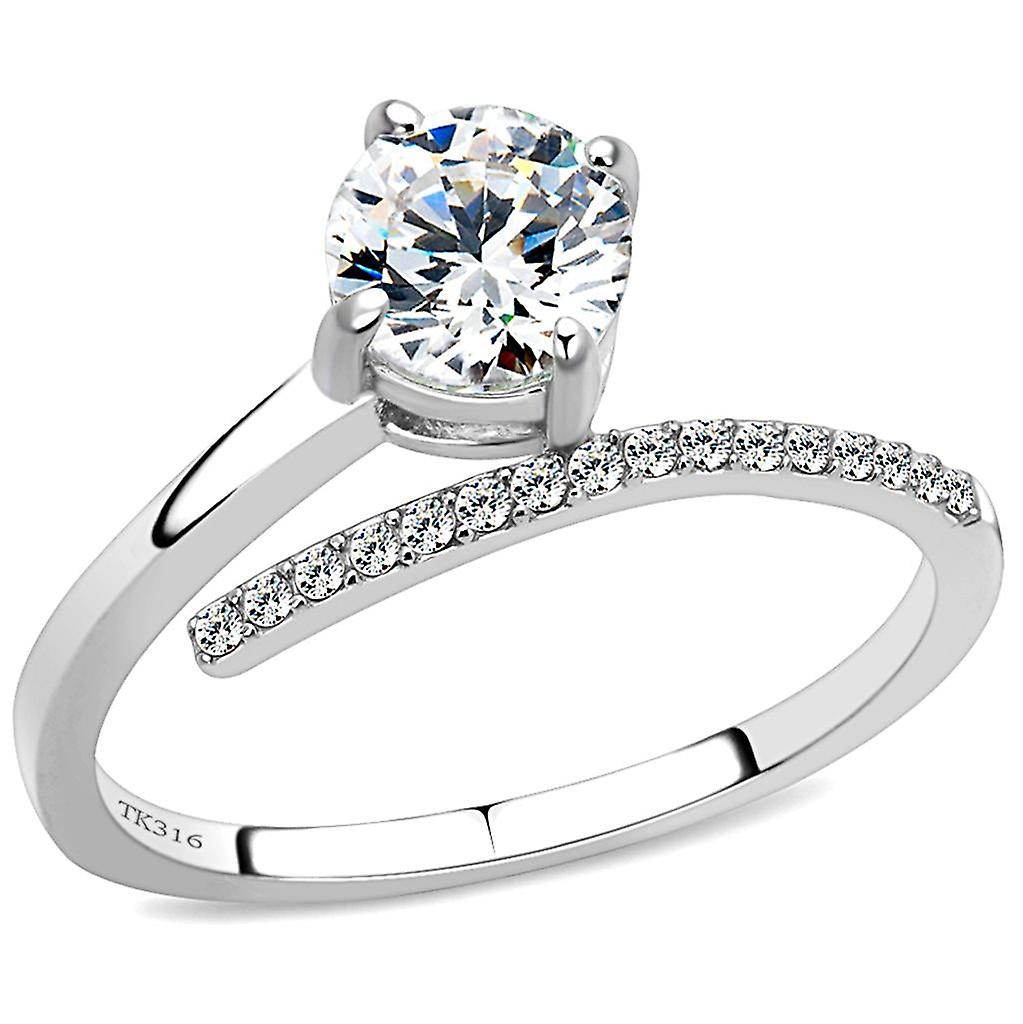 no plating Stainless Steel Ring AAA GRD CZ Clear DA039 for Women Style High