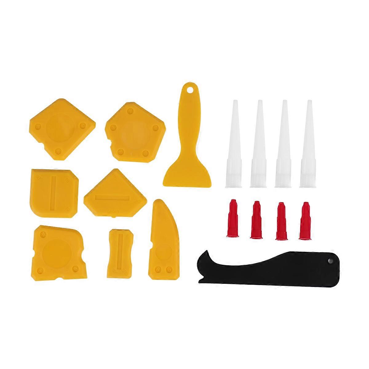 17 Pieces Caulking Tool Kit Silicone Sealant Finishing Tool(Yellow)