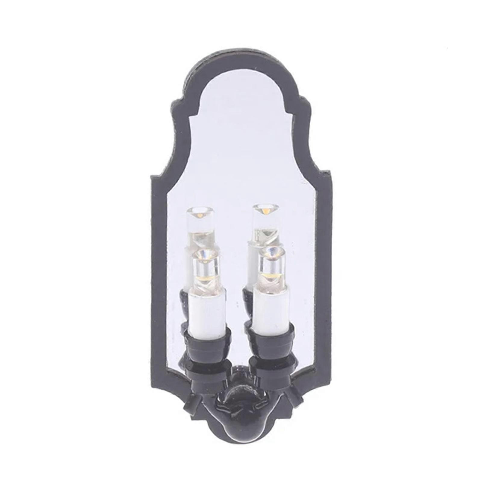Dollhouses LED Wall Sconce with Two Head Lamp 1/12 Scale Miniature Wall Lamp for Garden Scene Displaying Decorations