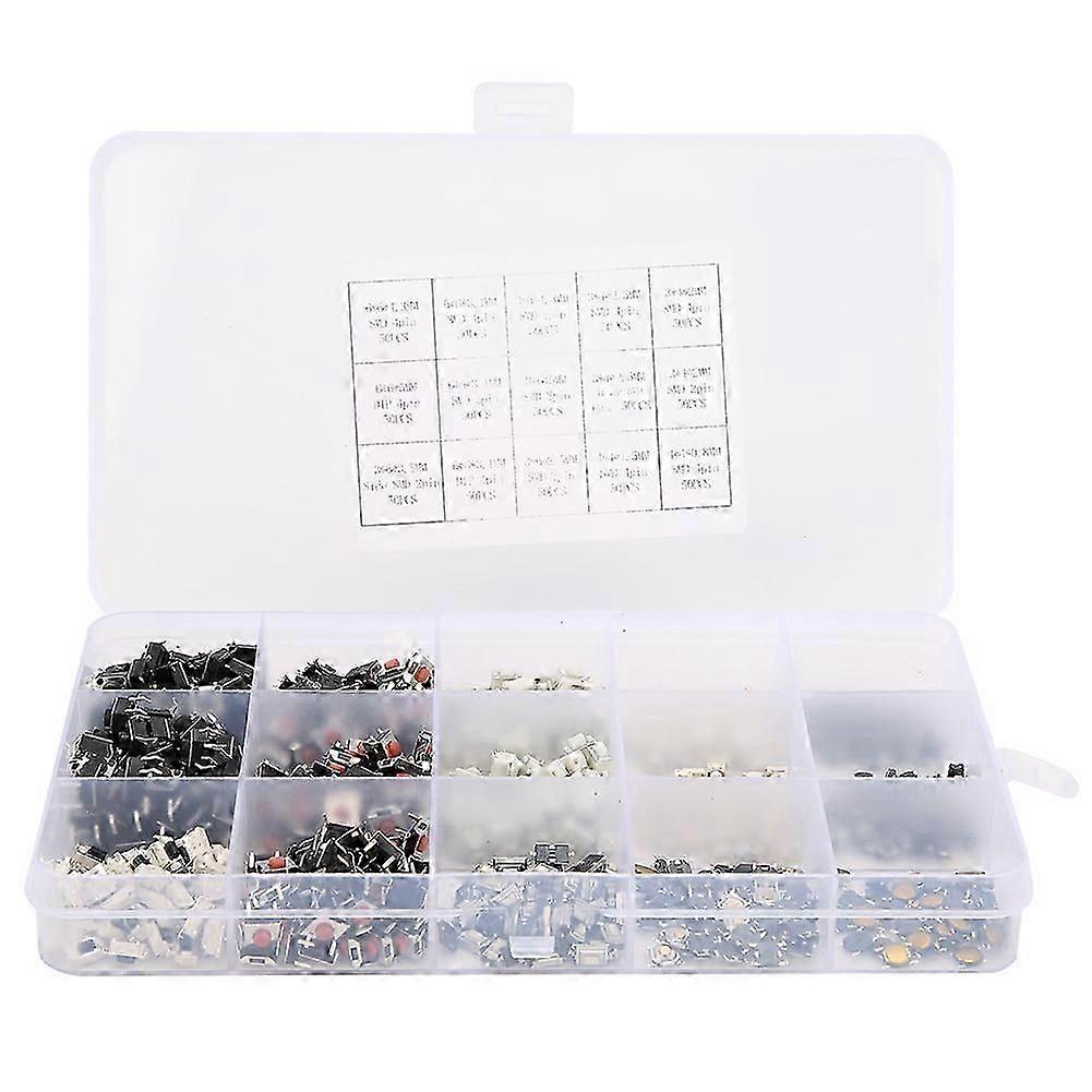 750PCS 15 Value Tactile Push Button Switch Light Touch Micro Tact Switch
