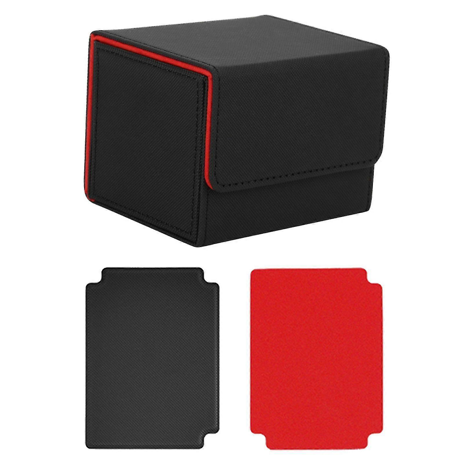 Trading Card Deck Box Cards Case Sturdy Game Cards Protector with 2 Dividers-color: inner red