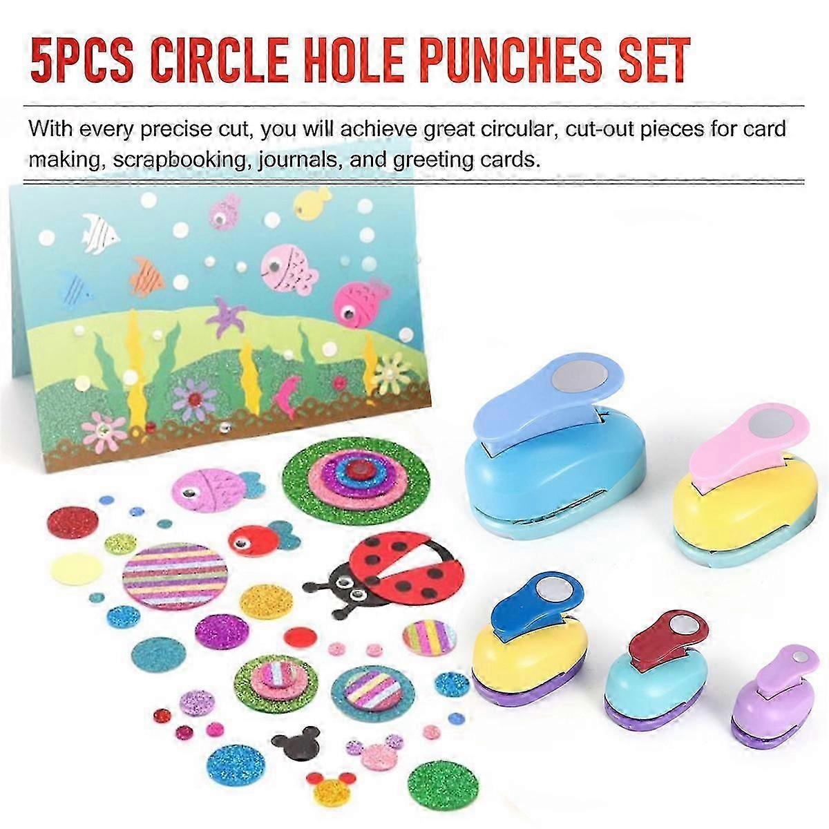 5 PCS Circle Punches for Paper Crafts, 5 Different Size Hole Punch