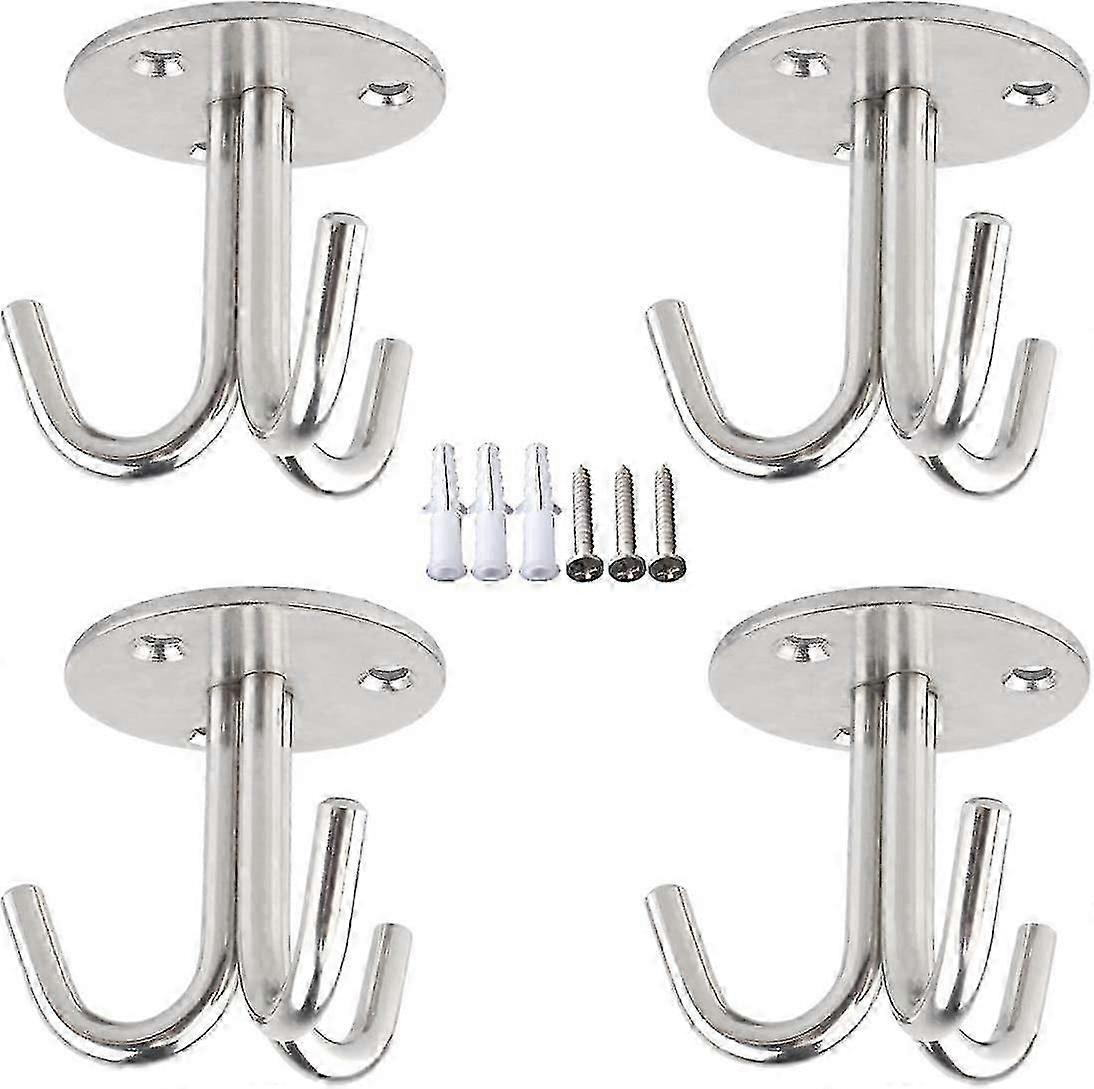 Hanger Hook 4 Pieces Stainless Steel Hook Ceiling Hook For Suspension With Screw Ceiling Fixing Hook For Hanging Light Fixture Fan Mosquito Net